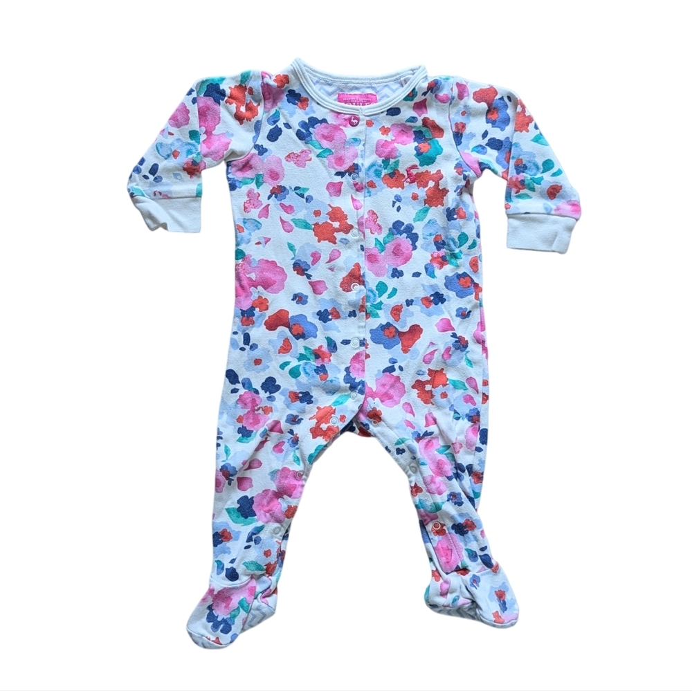 Joules Razamataz Pink Floral Print Cotton Babygrow Pajamas - Size 6-9M